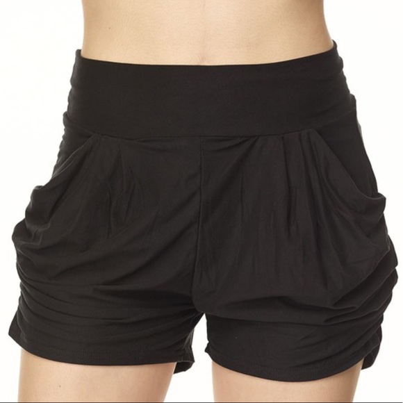 New Mix Pants - Black Restock! High Waisted Wide Band Harem Shorts